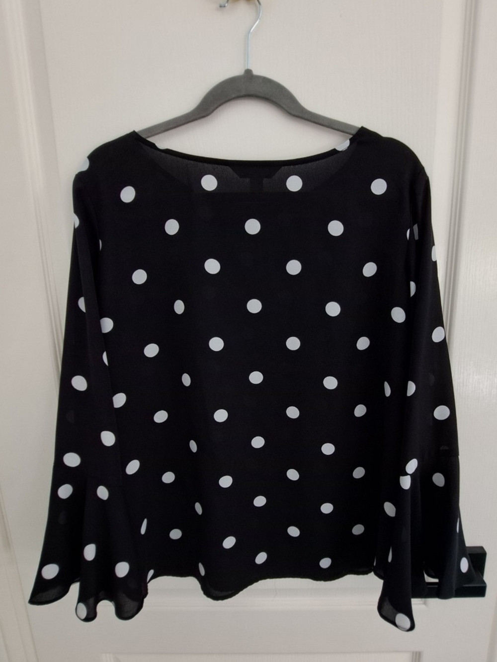 Counterparts Black Blouse with White Polka Dots